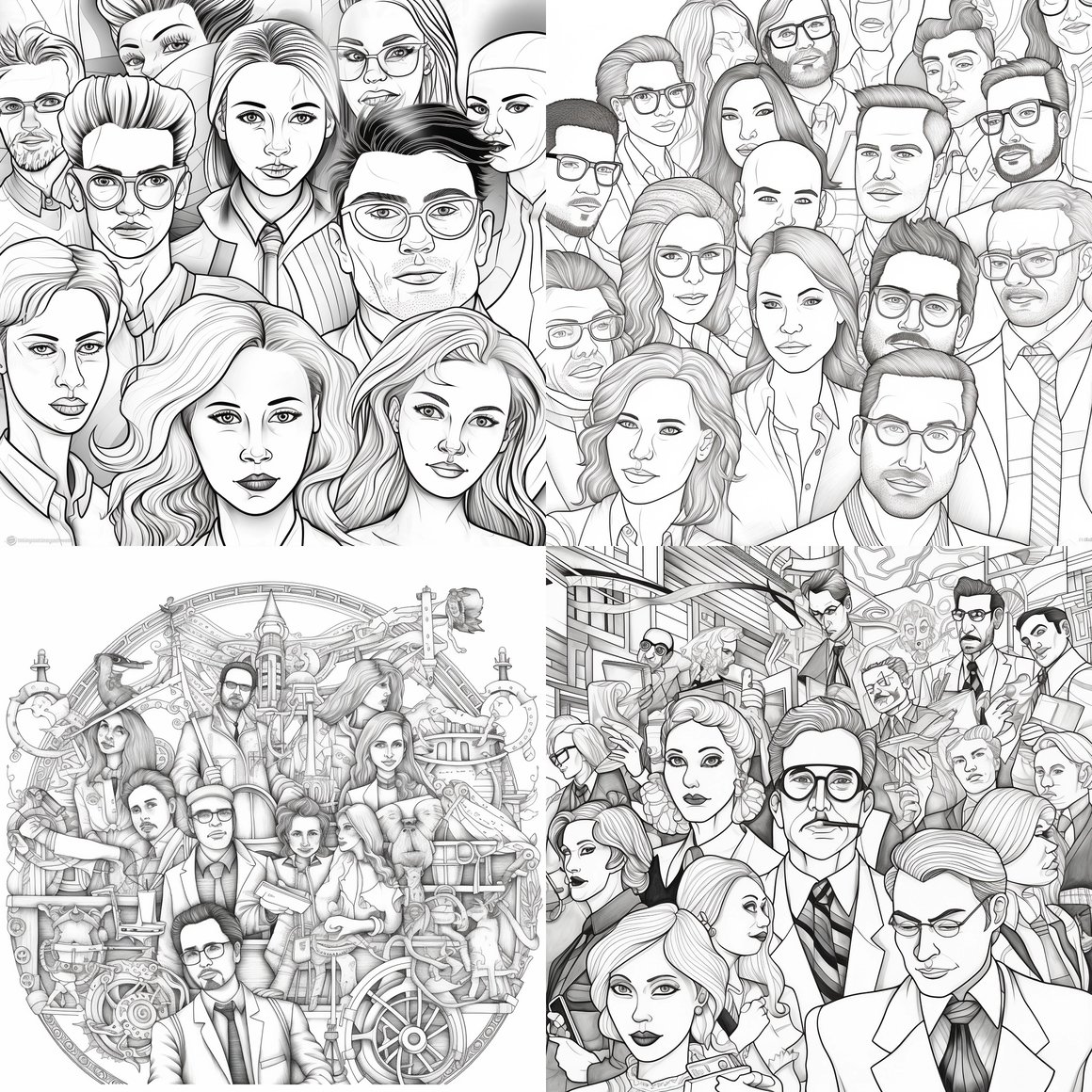 Collaborative Effort: A Line Art Coloring Page for Adults