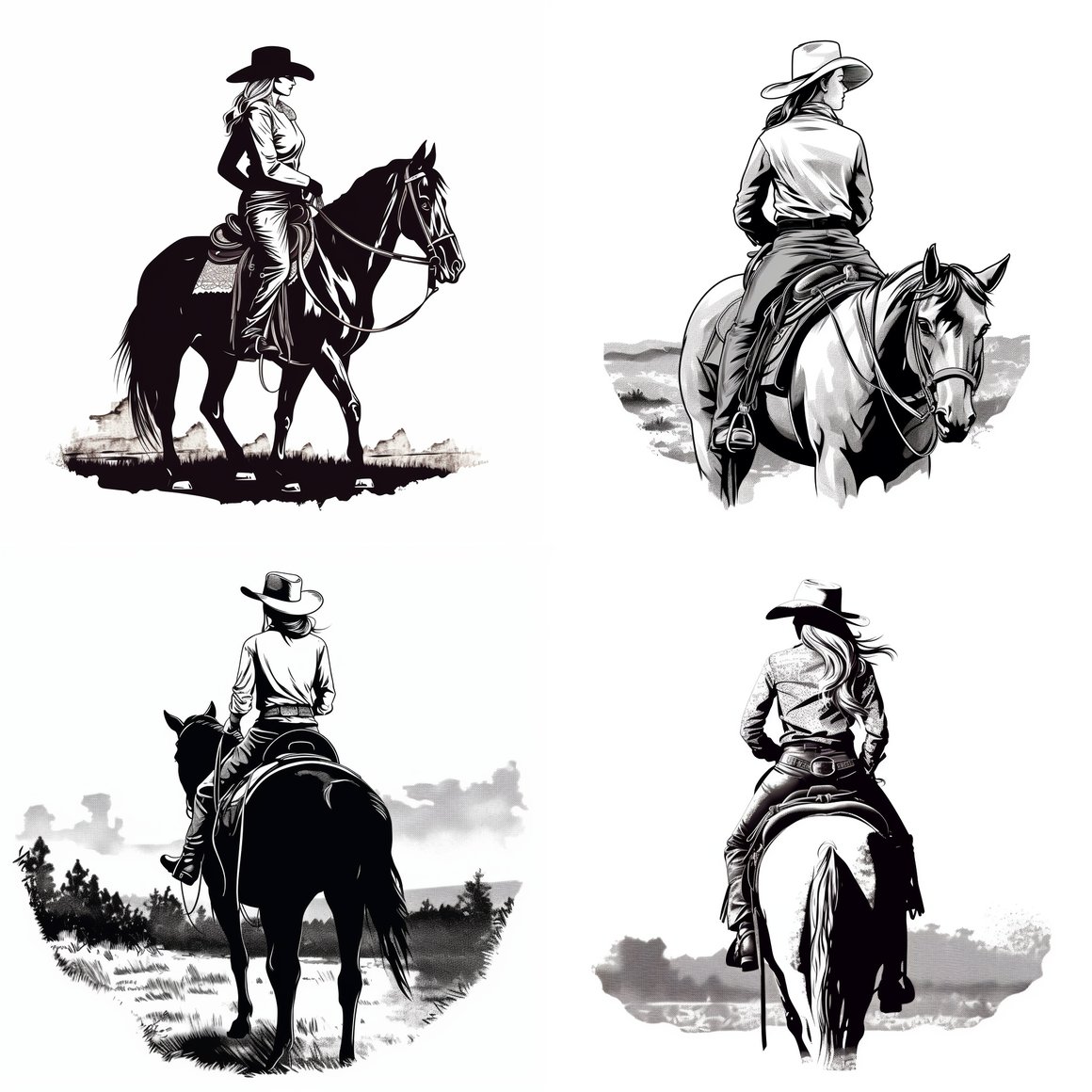 Retro Cowgirl Journey: A Vector Illustration