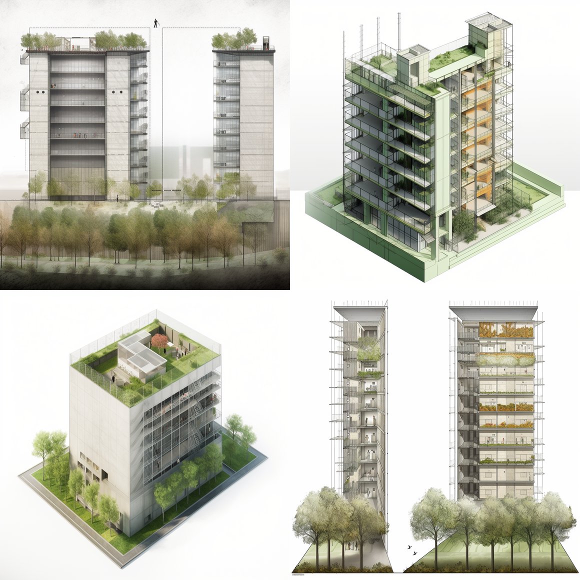 Mid-Way Preview of a Two-Story Minimum Security Prison with Greenery - Version 5