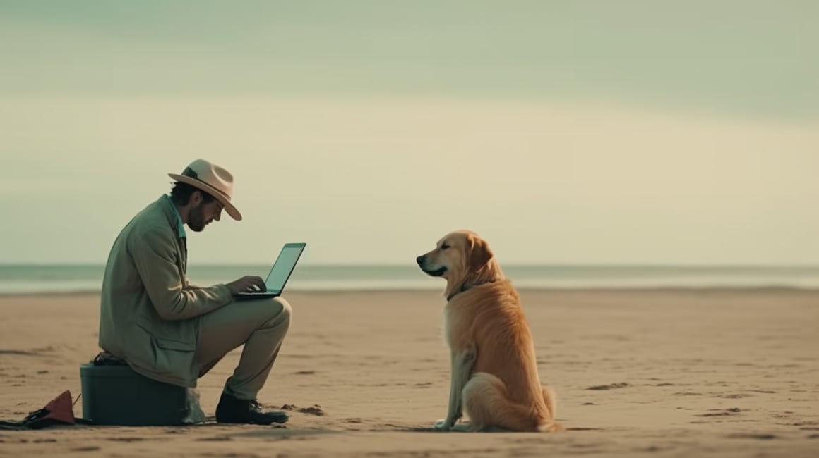 Summer Beach Work Scenario in Cinematic Overcast