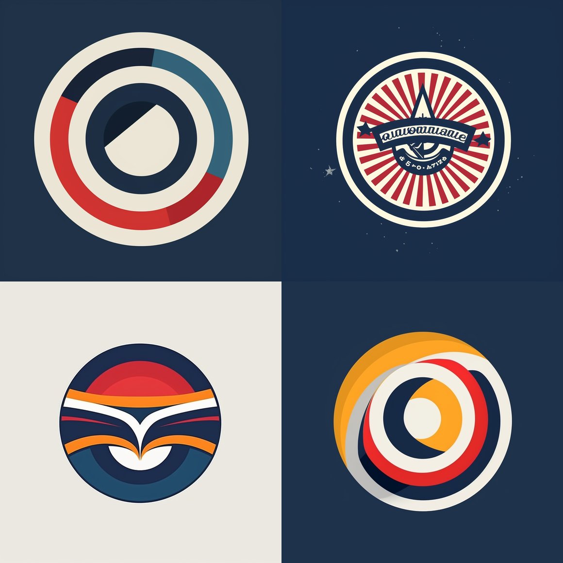 Navy Blue Retro Vector Logo Design Mid-Point Prompt - Version 5.1