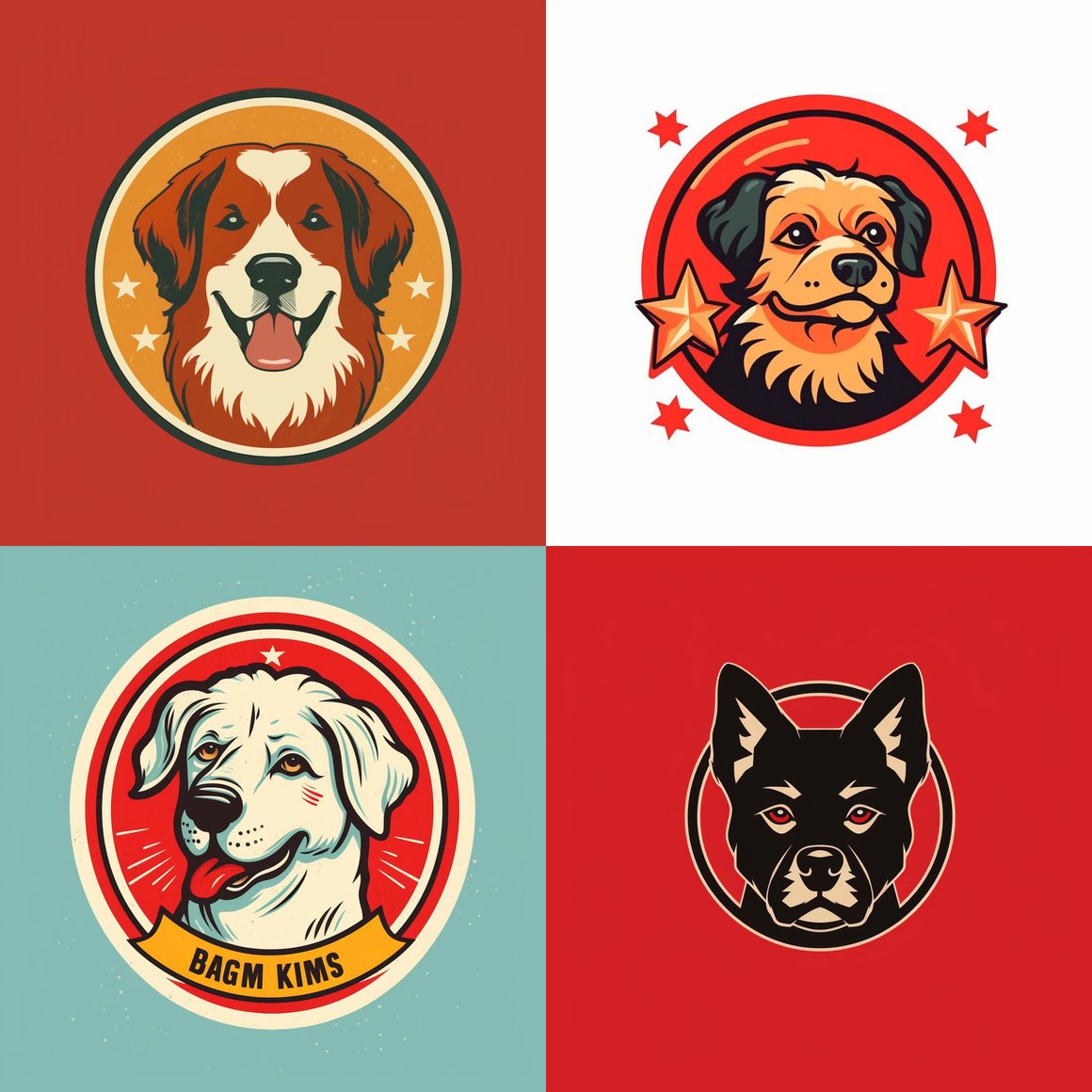 Retro Soviet Cartoon Minimalistic Dog Logo Progress