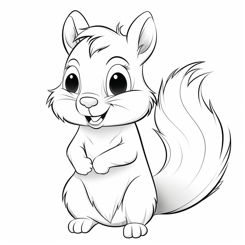 Mid-Way Coloring Fun: Adorable Squirrel Sketch