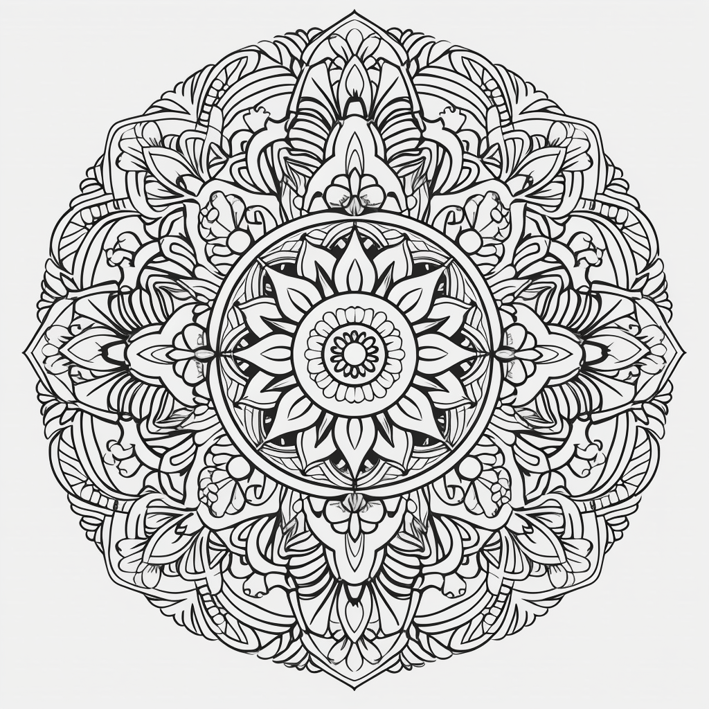 Midway Mandala Coloring Page Progress
