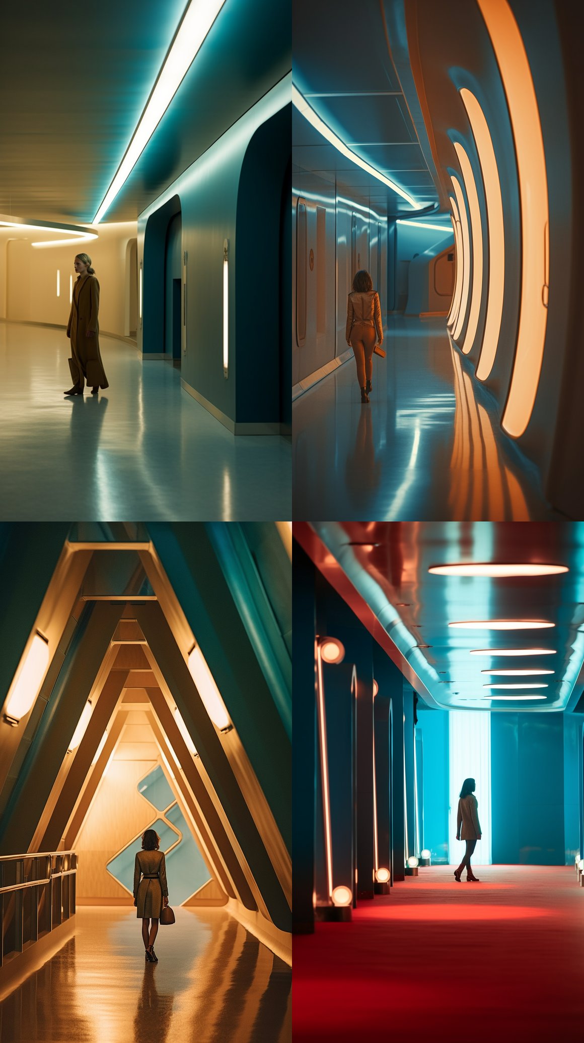 Retrofuturistic Spaceship Walk: A Cinematic Still