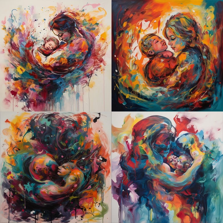 Abstract Birth: A Mother's Symphony in Color Prompt | NeoPrompt