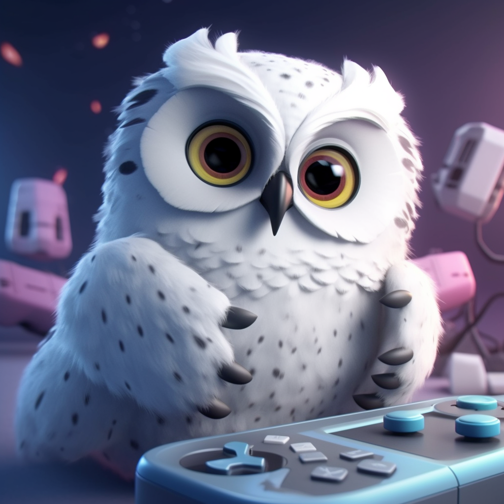 Midnight Gaming Session: The Enchanting Snowy Owl
