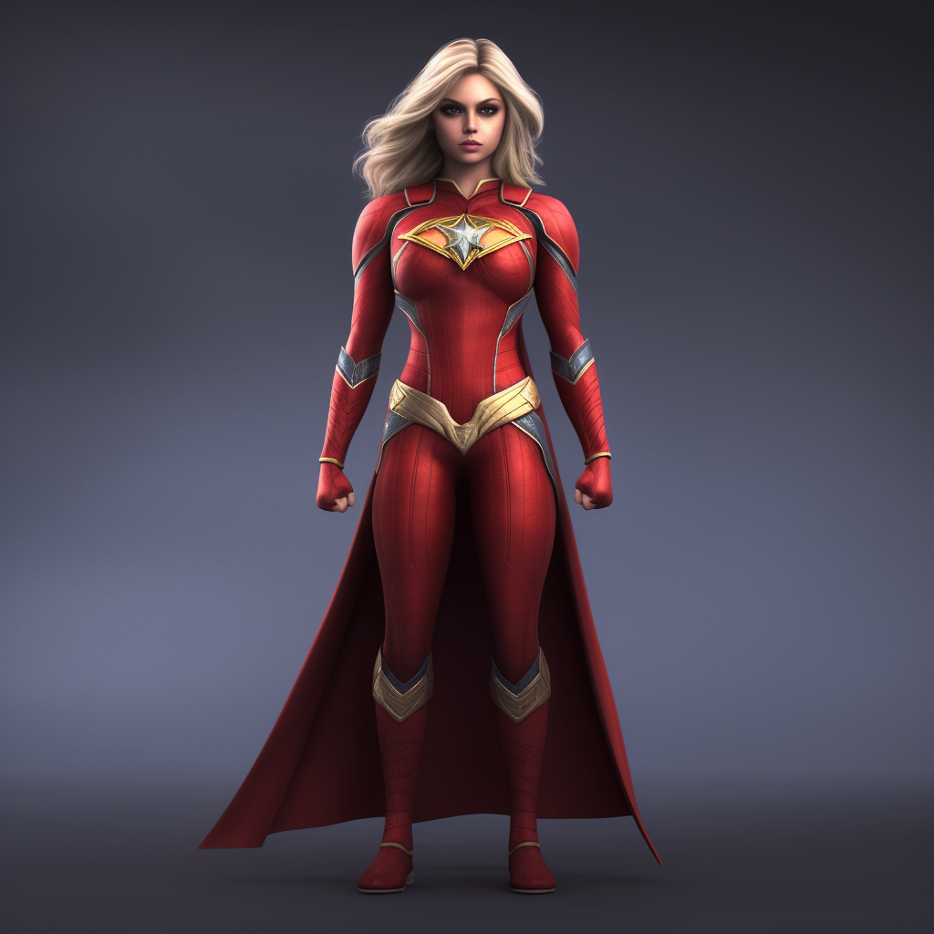 HD Photorealistic Illustration of a Female Superhero Mid-journey