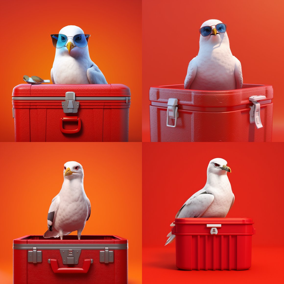 Chilled Seagull Swagger: Mid-Journey Break in Vibrant 8K