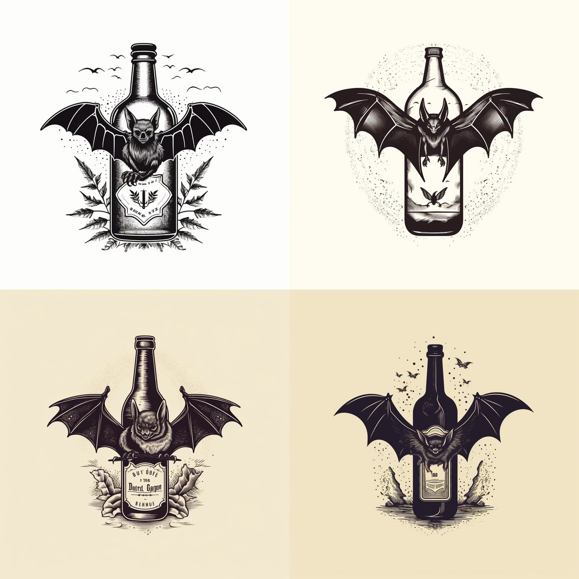 Retro Bat and Bottle Journey Logo