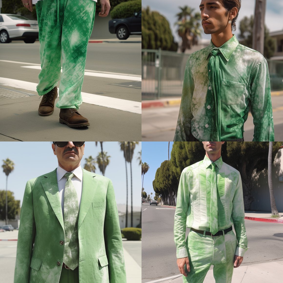 Detailed Exploration of Bleached Green Tie-Dye Texture