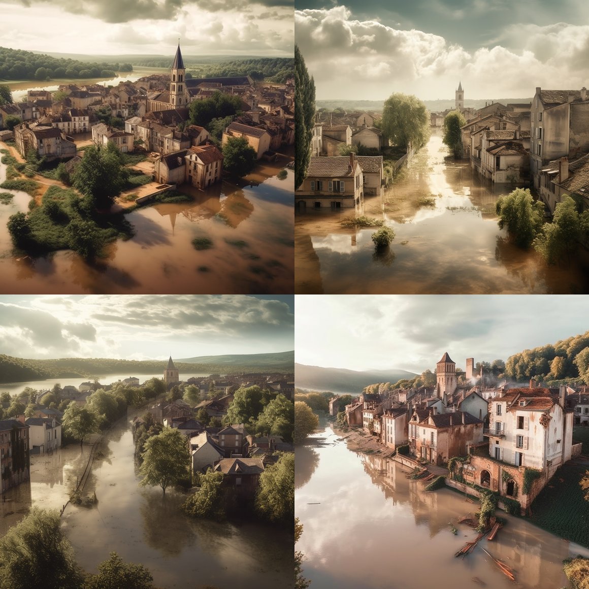 Submerged Serenity: A Flooded French Town Through the Lens