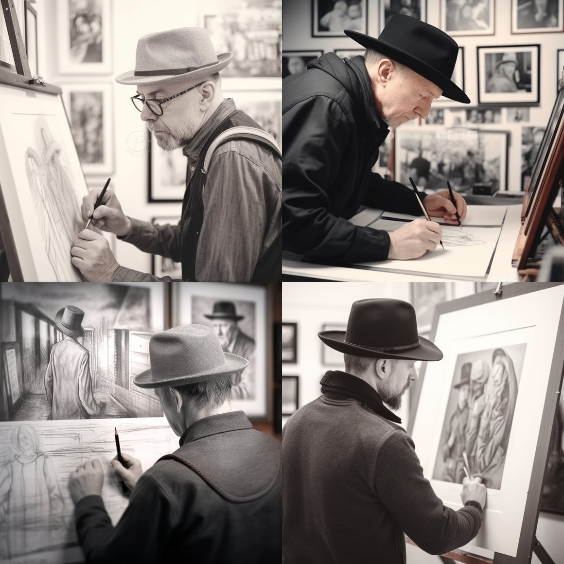 Artist at Work in the Gallery Sketch - v5