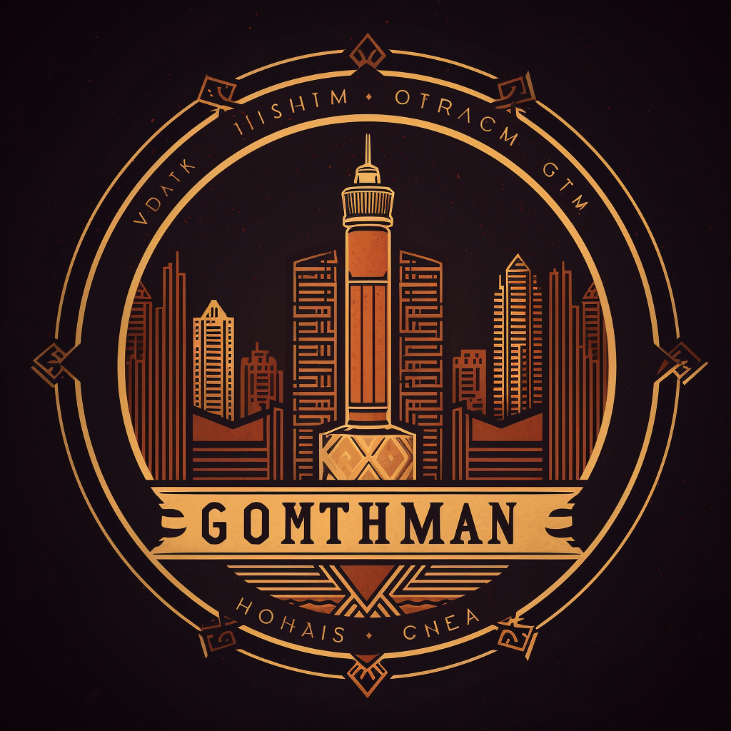 Art Deco Inspired Gotham Humidors Logo Design with Cigar & Cocktail Elements