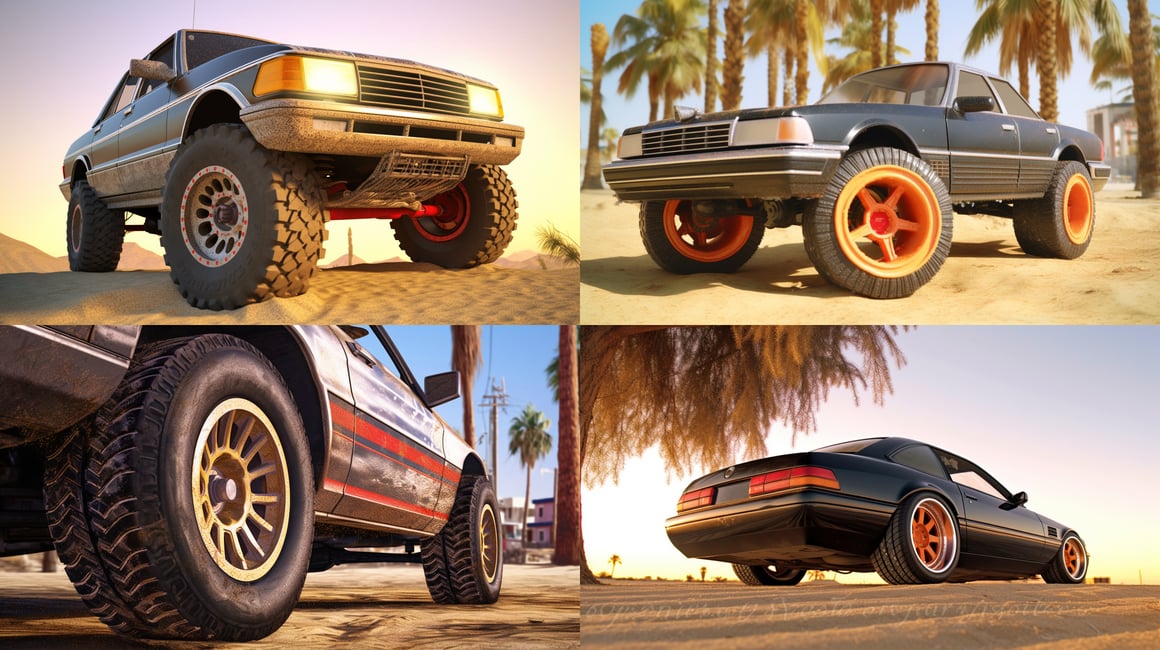 Detailed Ferrari Monster Truck in Tropical Landscape