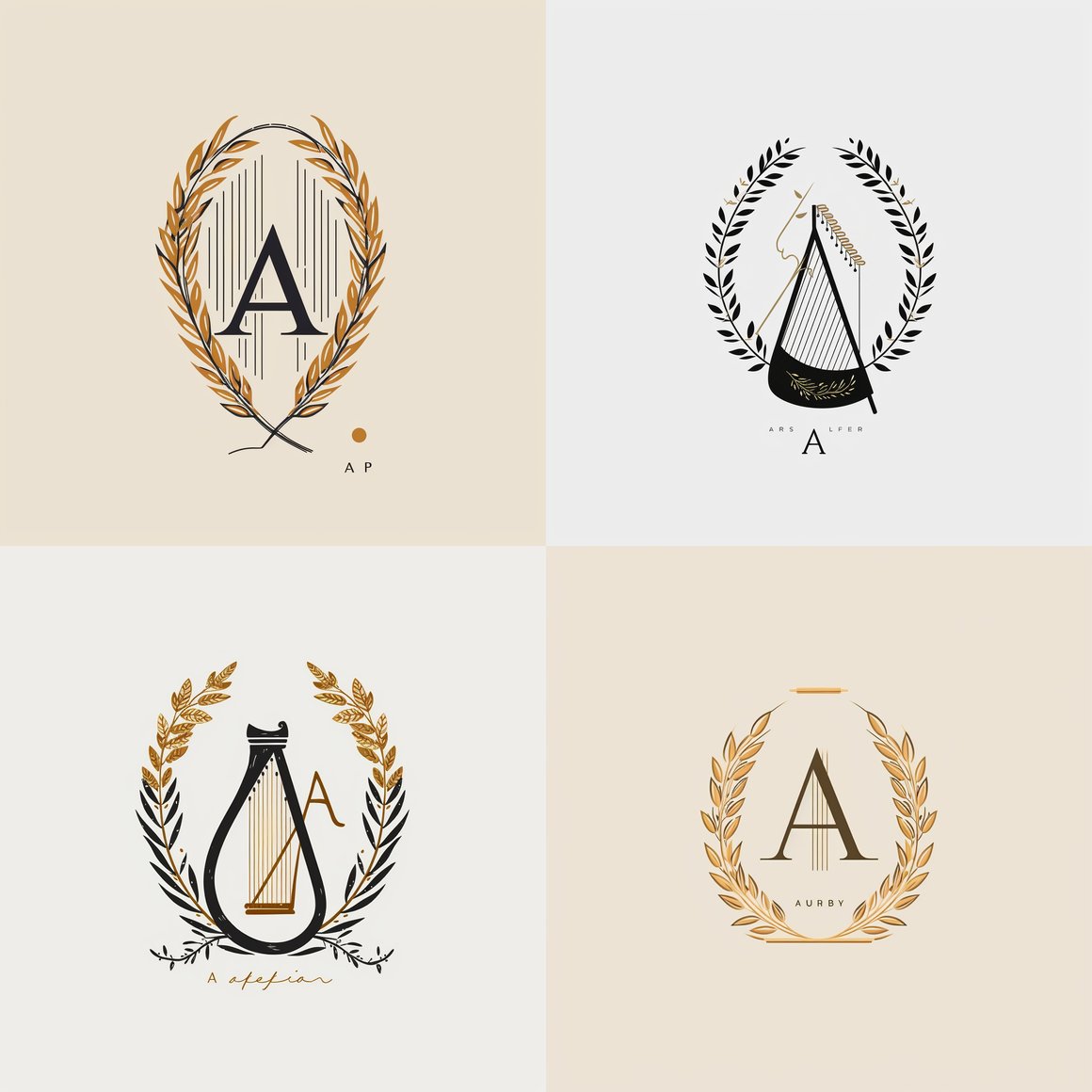 Harmony Voyage: Minimalist Harp Logo Design