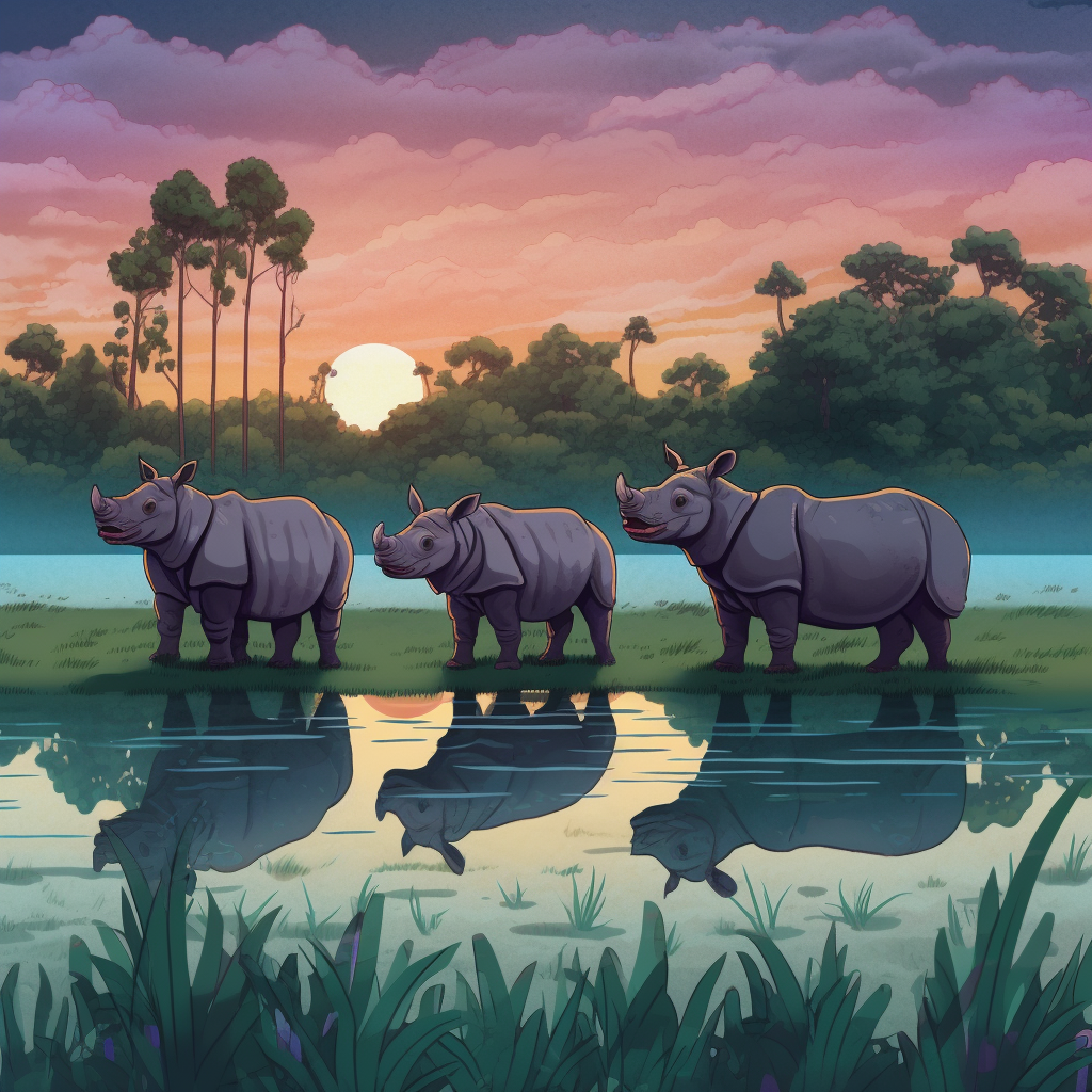 Rhinoceros Rendezvous: A Pixar-Style Mid-Journey Pause