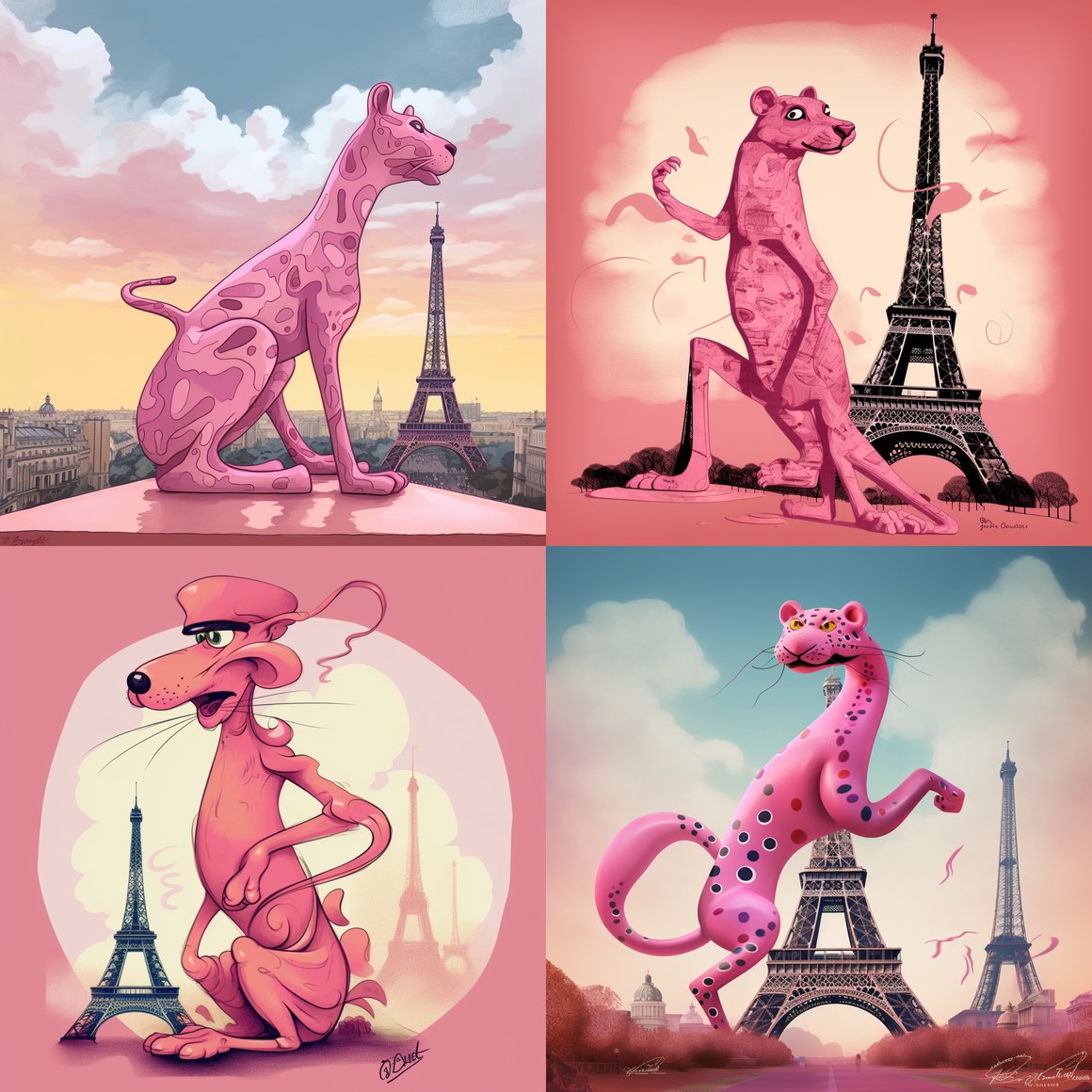 Pink Panther Meets Dali in Paris - Version 5