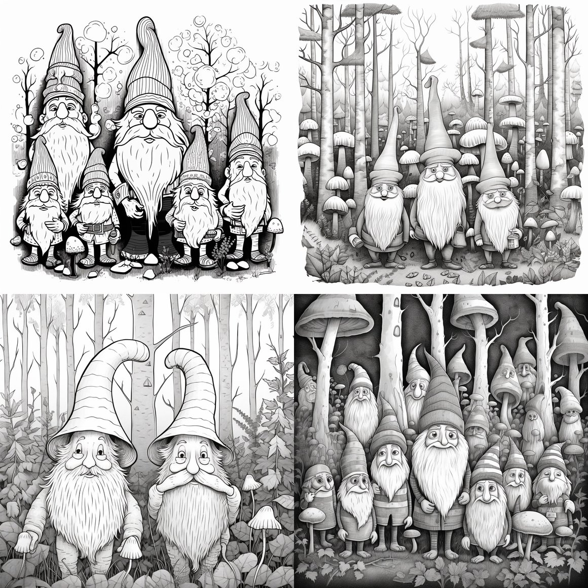 Monochrome Cartoon Style Coloring Pages