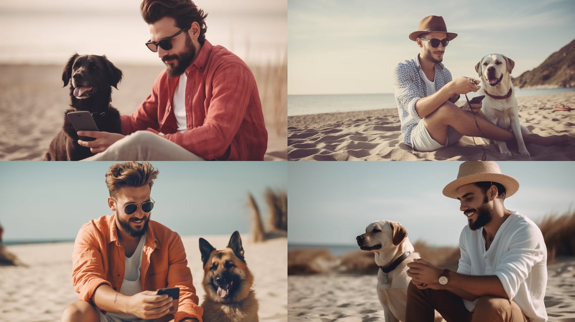 Summer Bliss: Man with Dog on Beach