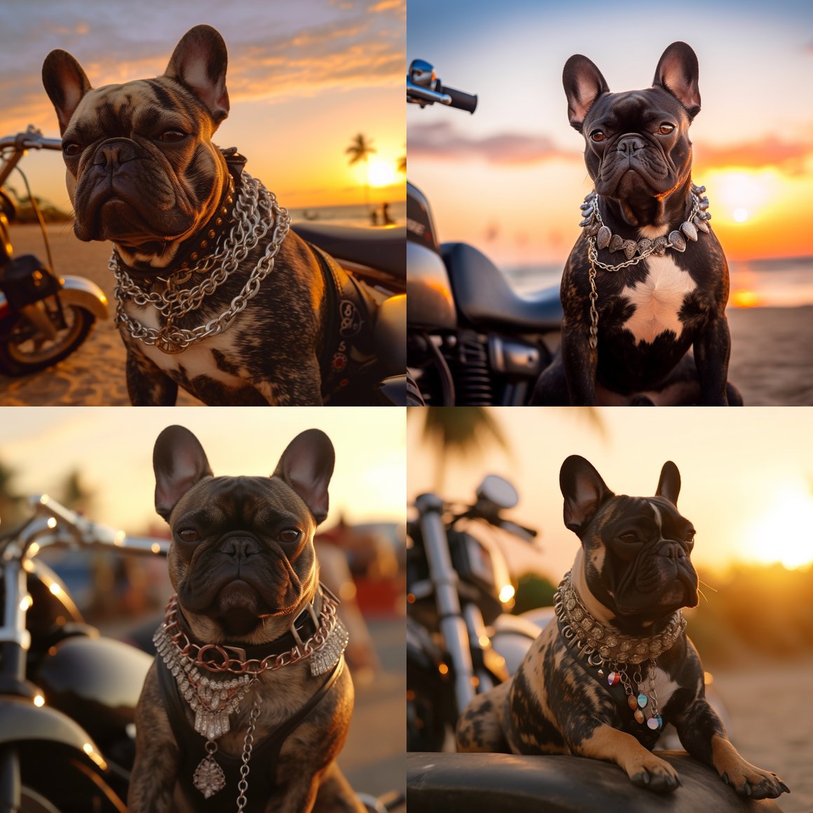 Hawaiian Harley Ride: A Bulldog's Sunset Adventure in 4K