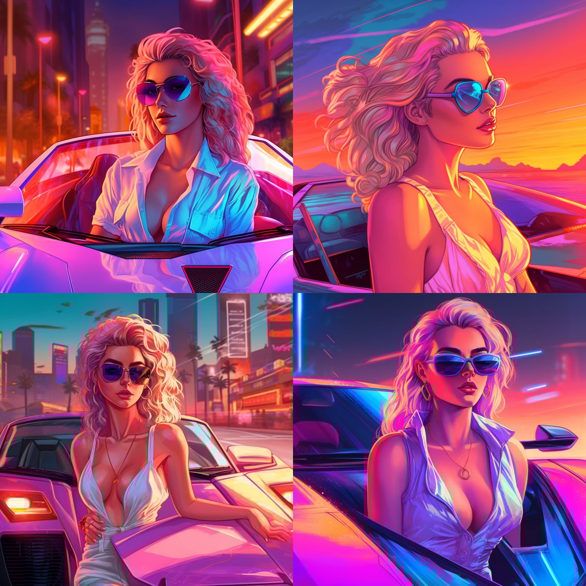 Neon Nightscape: Retro Lamborghini Adventure in 4K HDR