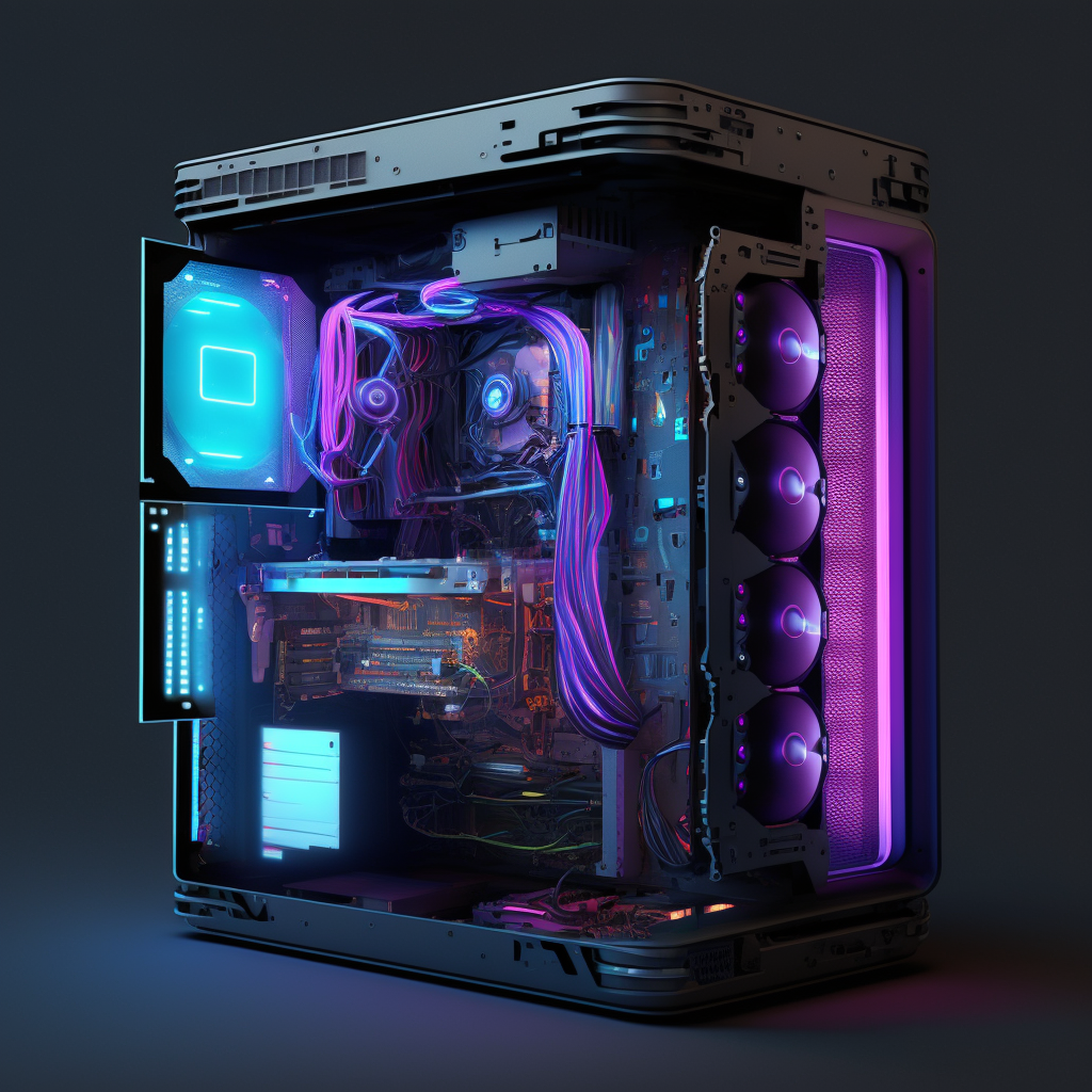 Neon Illumination: A Digital Art Journey Inside a Gaming PC