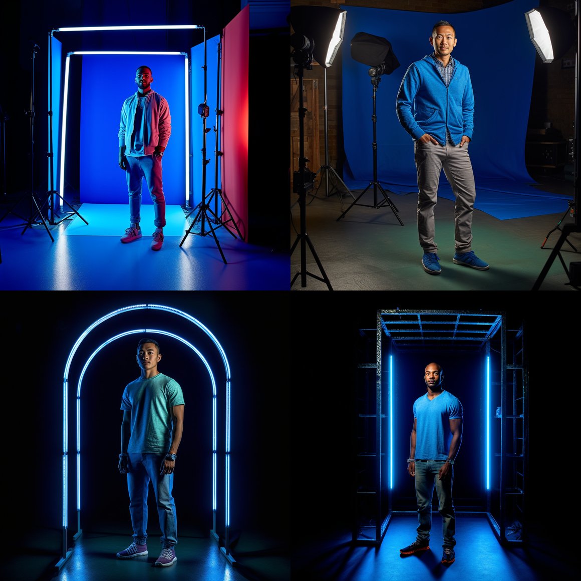 A Vibrant Editorial Studio Shot of a Young Adult in a Color-Splashed Environment