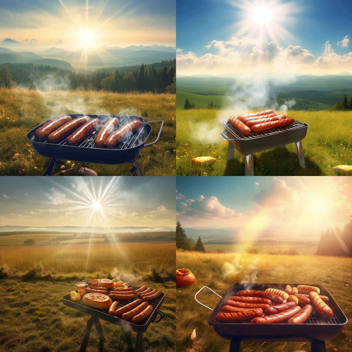 Sun-Kissed Grilled Sausages in Outdoors