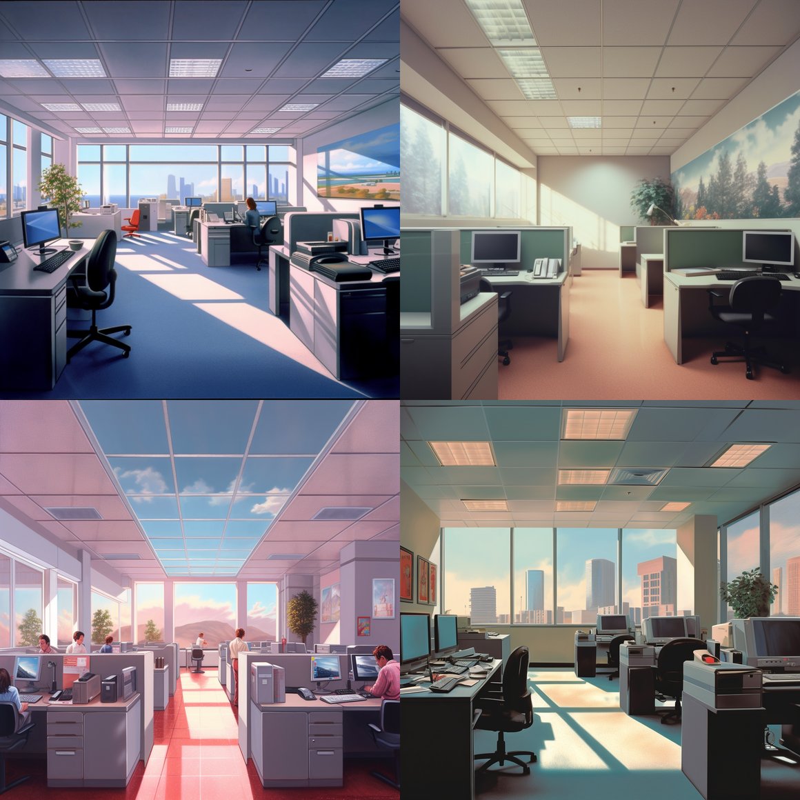 Mid-workday Snapshot at a Modern Office Scene