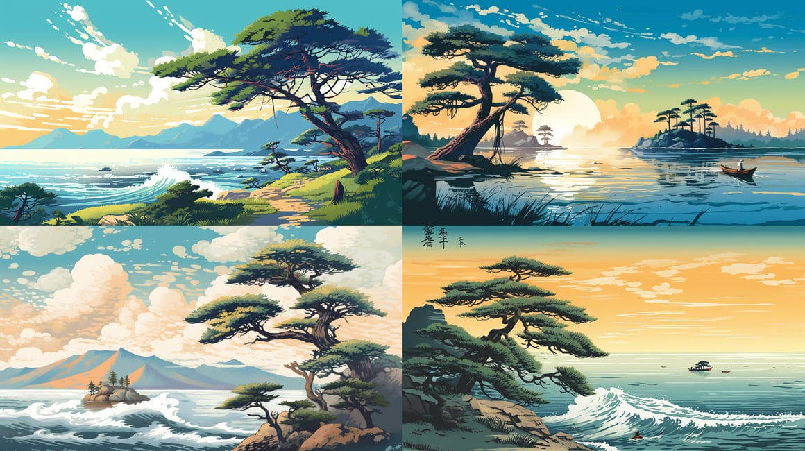 Summer Sunlight Sweeping Over Japanese Seascape