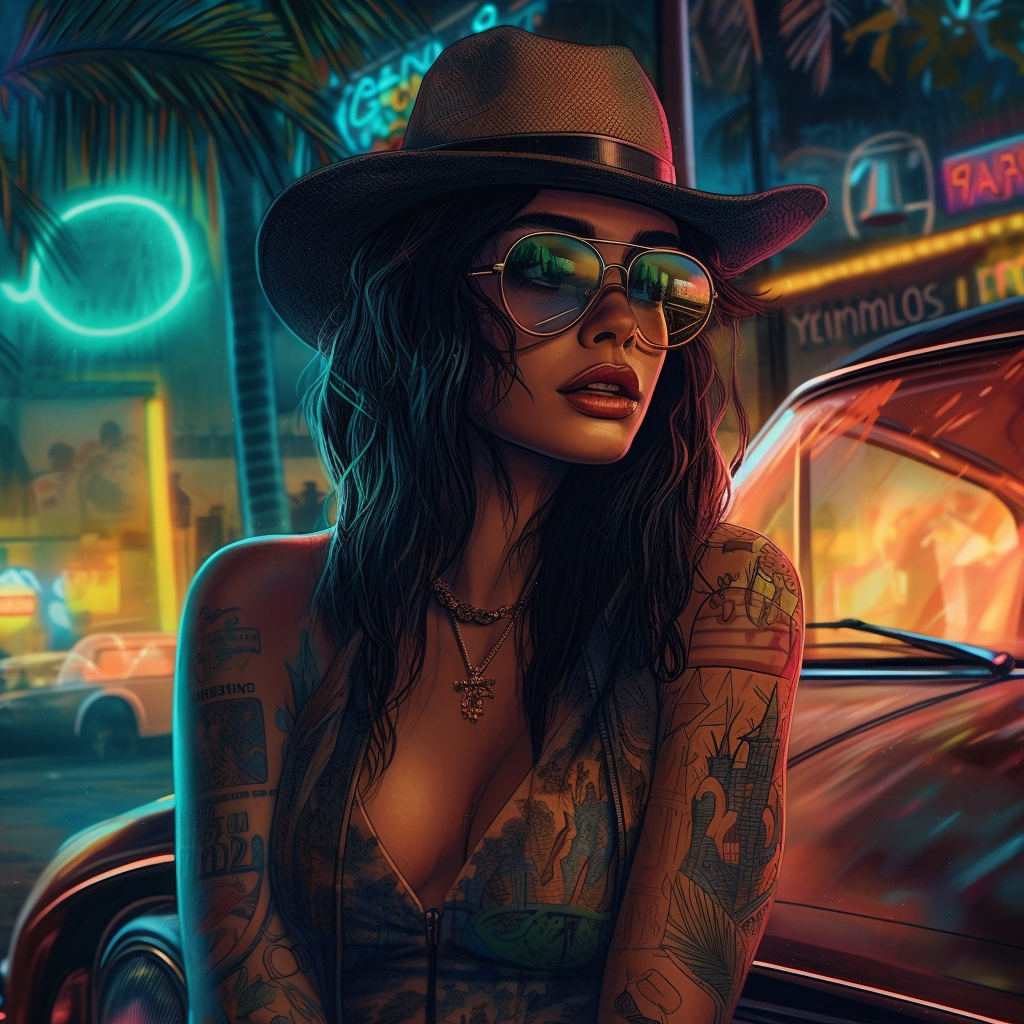 Neon Nights: Cyberpunk Goddess in Futuristic Miami