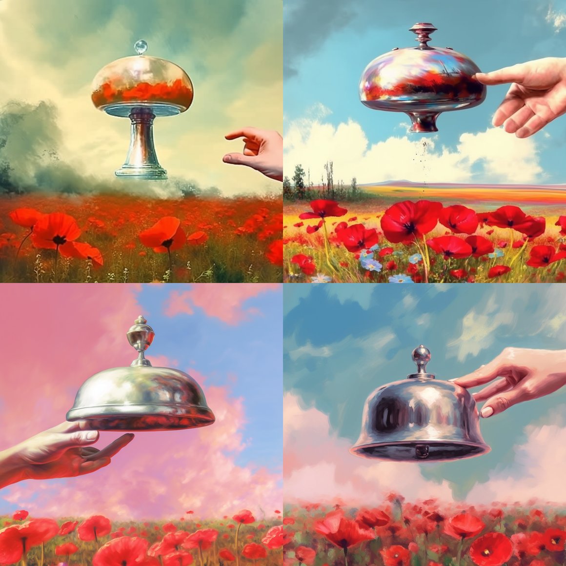 A Surreal Retro-Futuristic Monet's Poppies Adventure in 4K