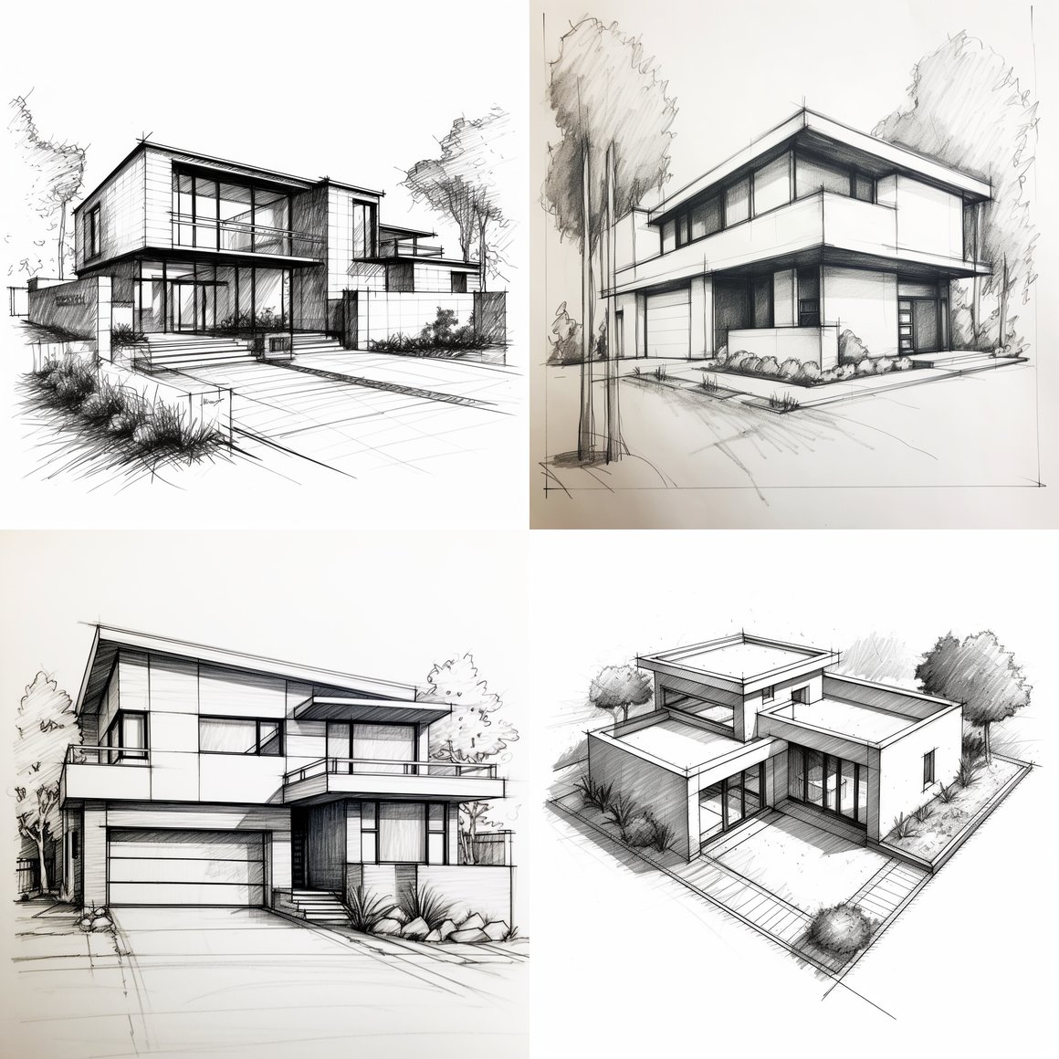 Hand-drawn Minimalist Family Home Floor Plan