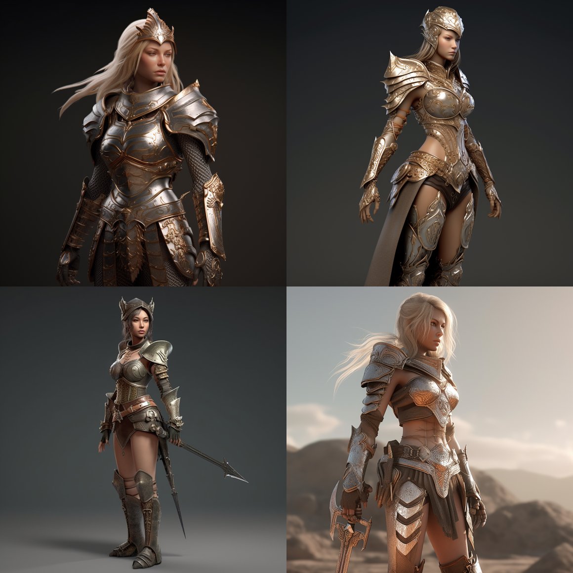 HD Photorealistic Portrayal of Subdued Modern Armor - Midway through a Feminine Warrior's Journey