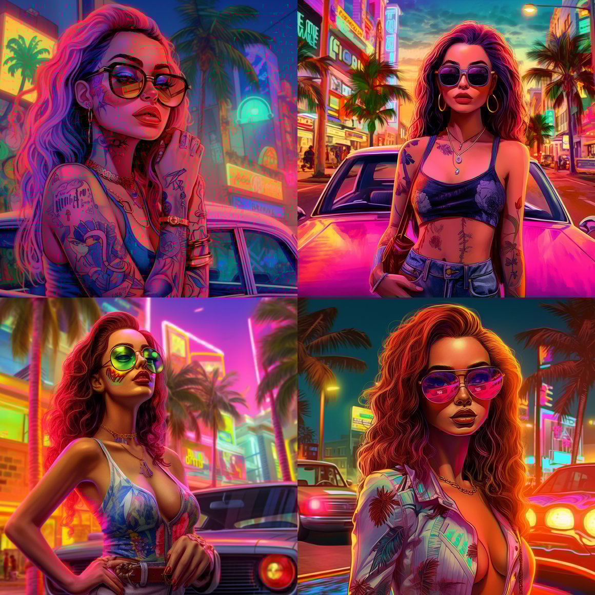 Neon Nights: Cyber Punk Miami Goddess Mid-Journey