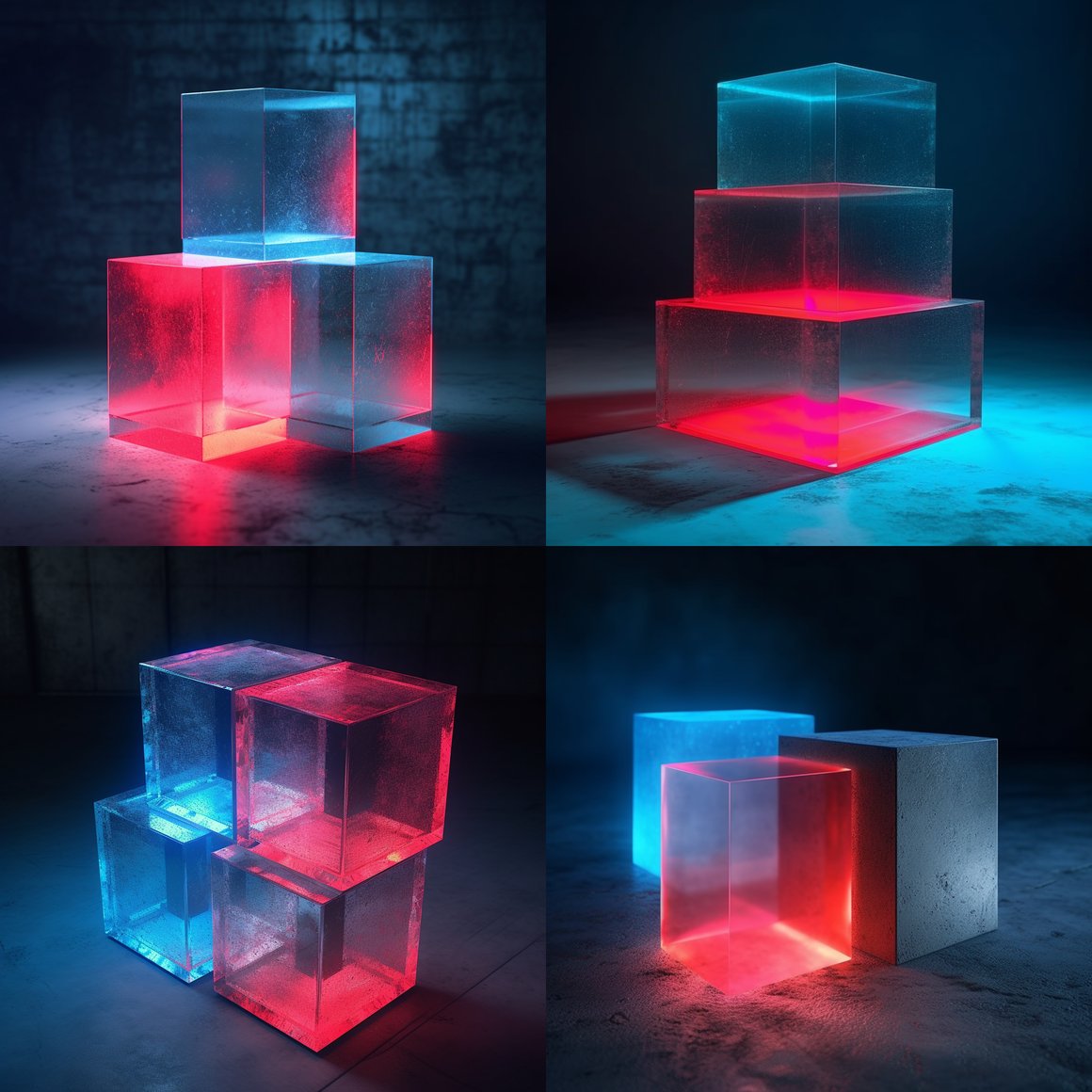 Neon Geometry: Staggered Cubes in a Futuristic Voyage