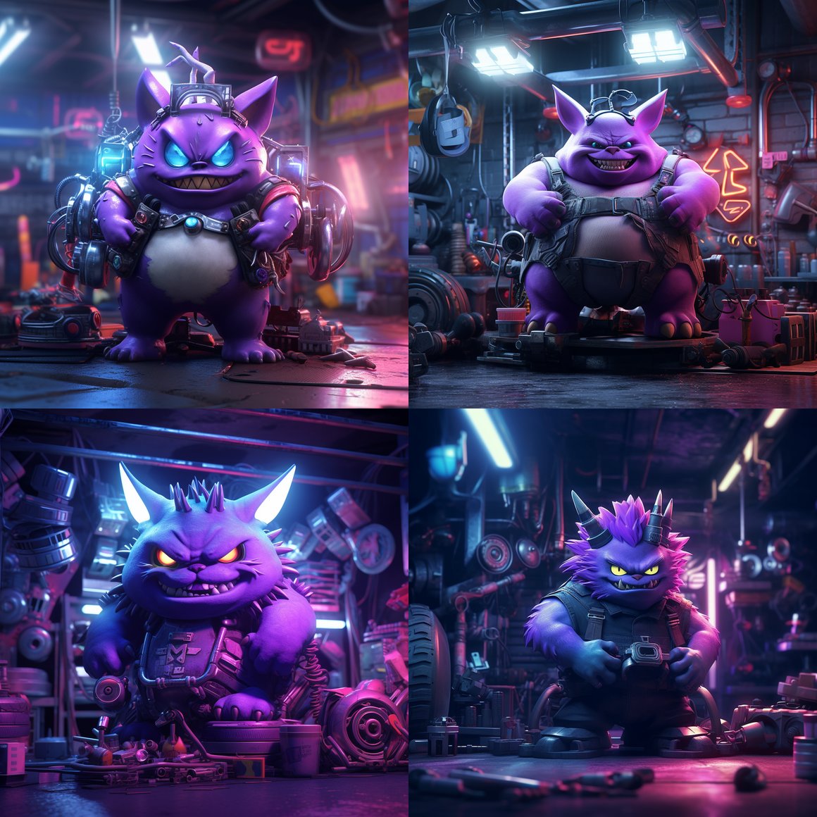 Neon Night Shift: Gengar Mechanic in 4K HD