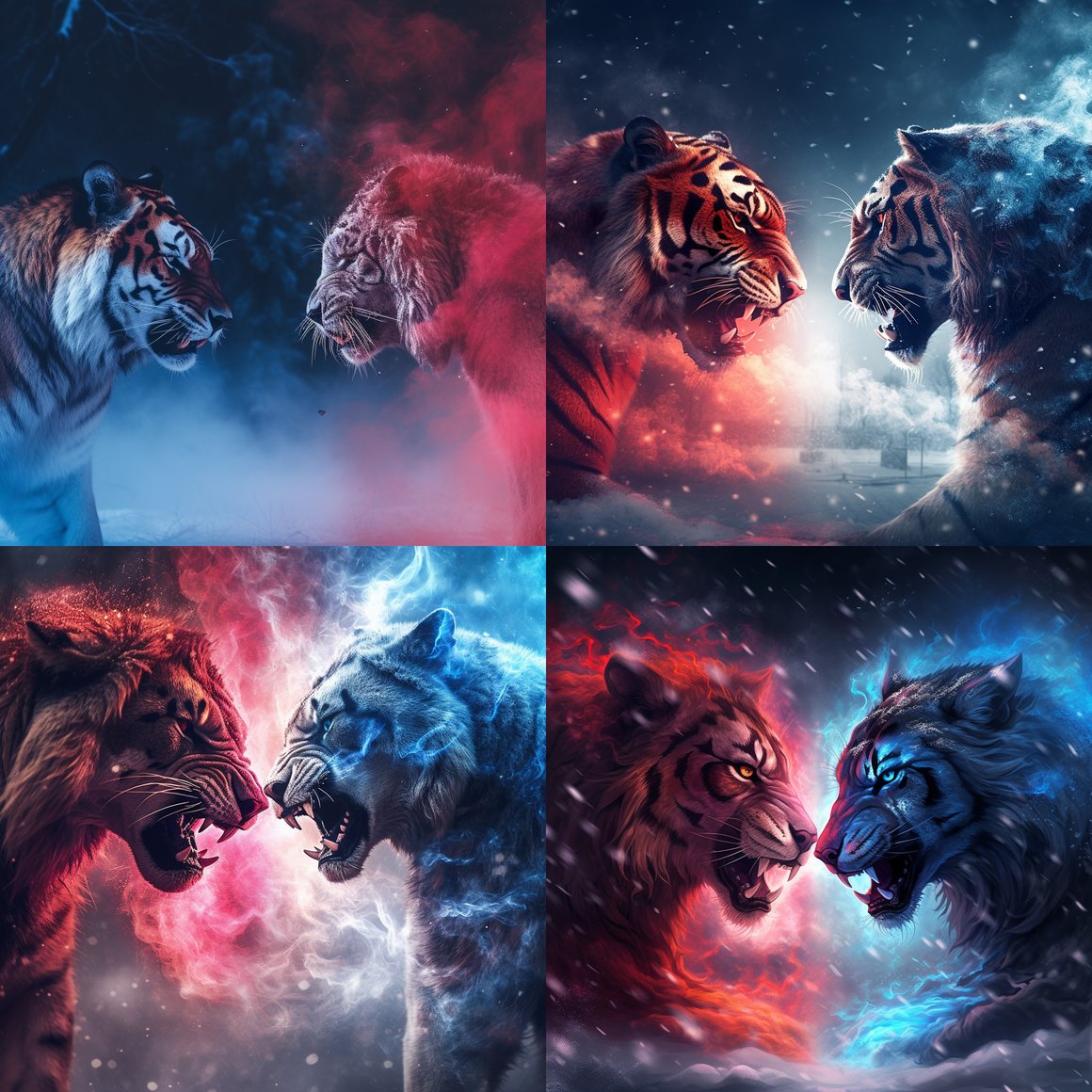Clash of Beasts Amidst the Colored Mist