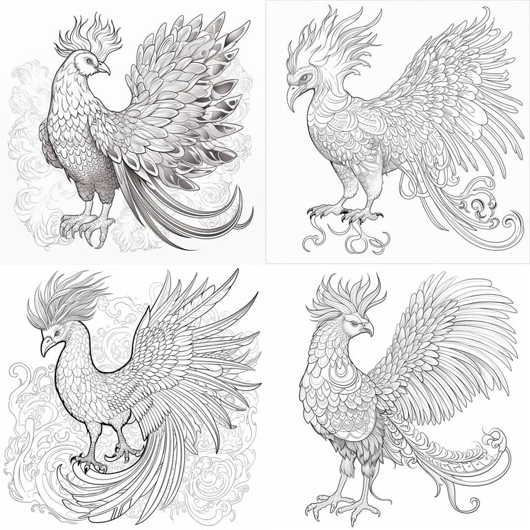 Regal Simurgh: A Persian Mythology Inspired Coloring Page Prompt ...