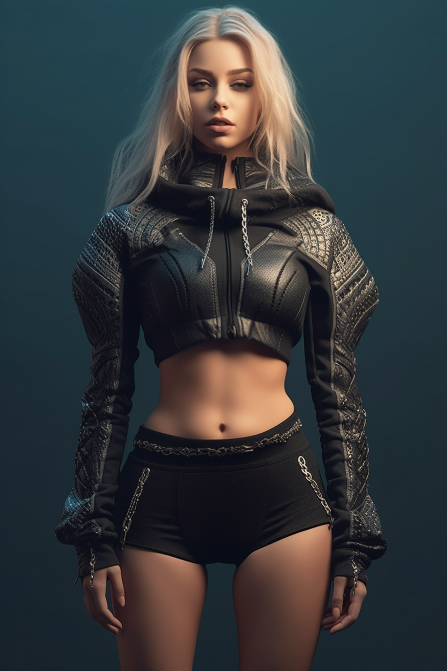 Detailed 3D Render of a Girl in Leather and Lace
