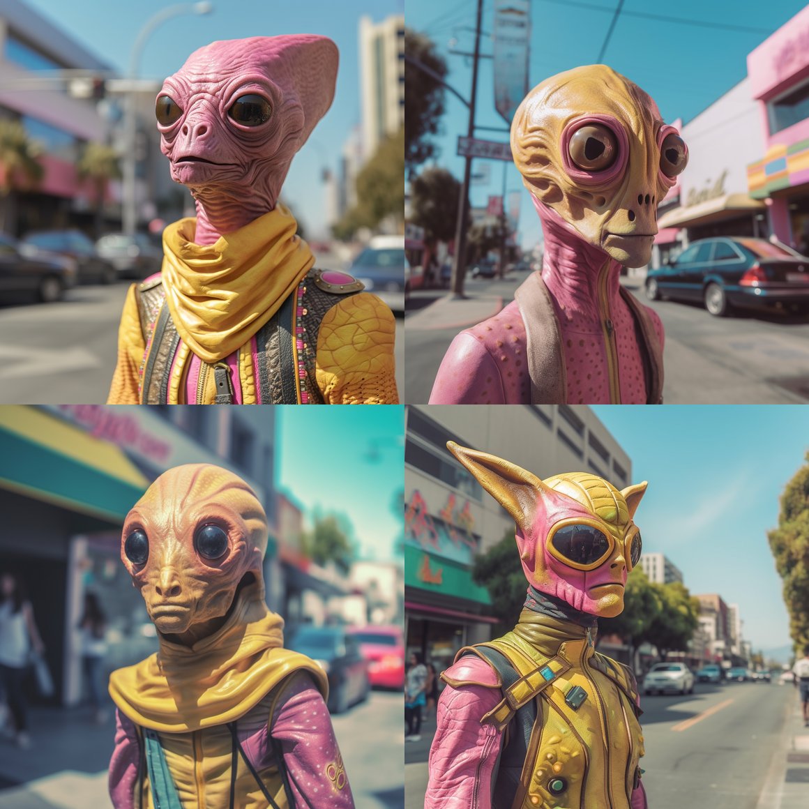 Retro Sci-fi Alien Encounter in the Streets of Los Angeles
