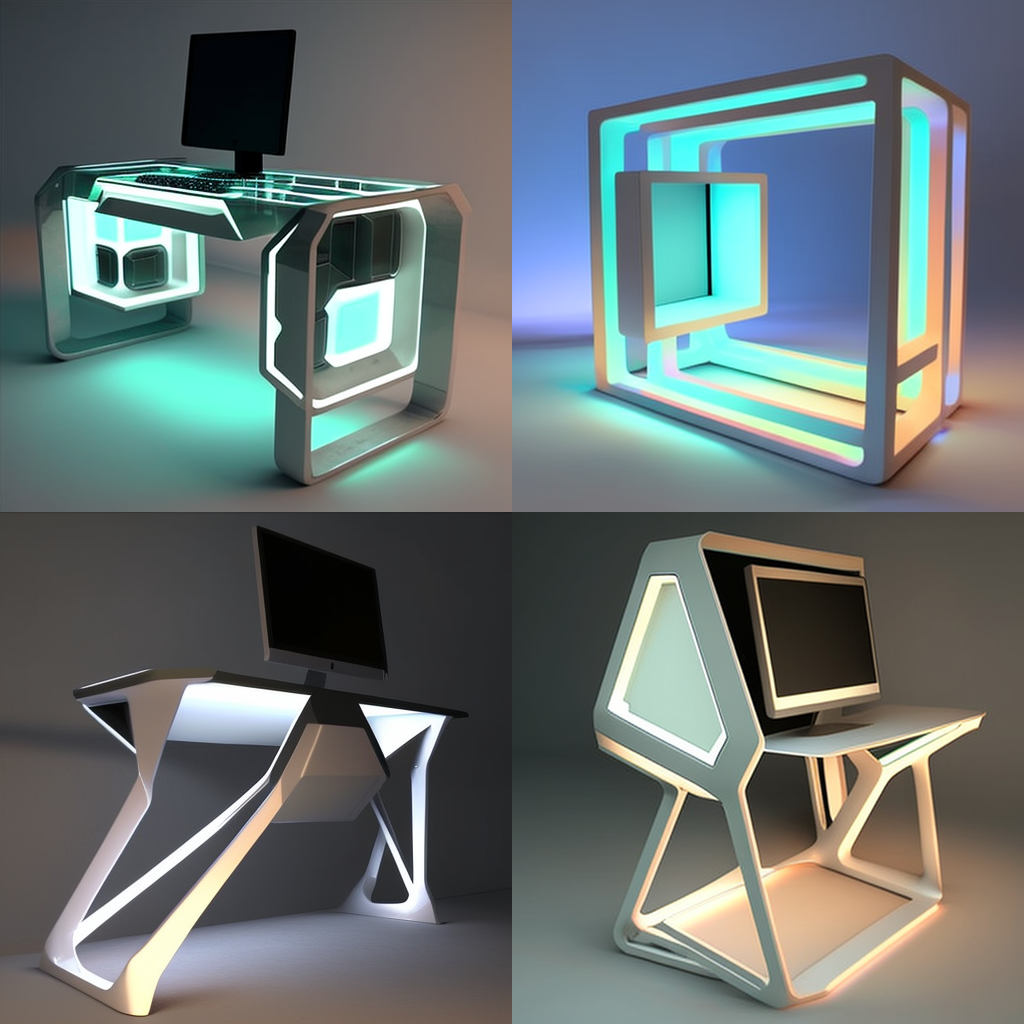 Halfway Update on Futuristic Lighting Simple Computer Desk Frame Version 4 250 Series