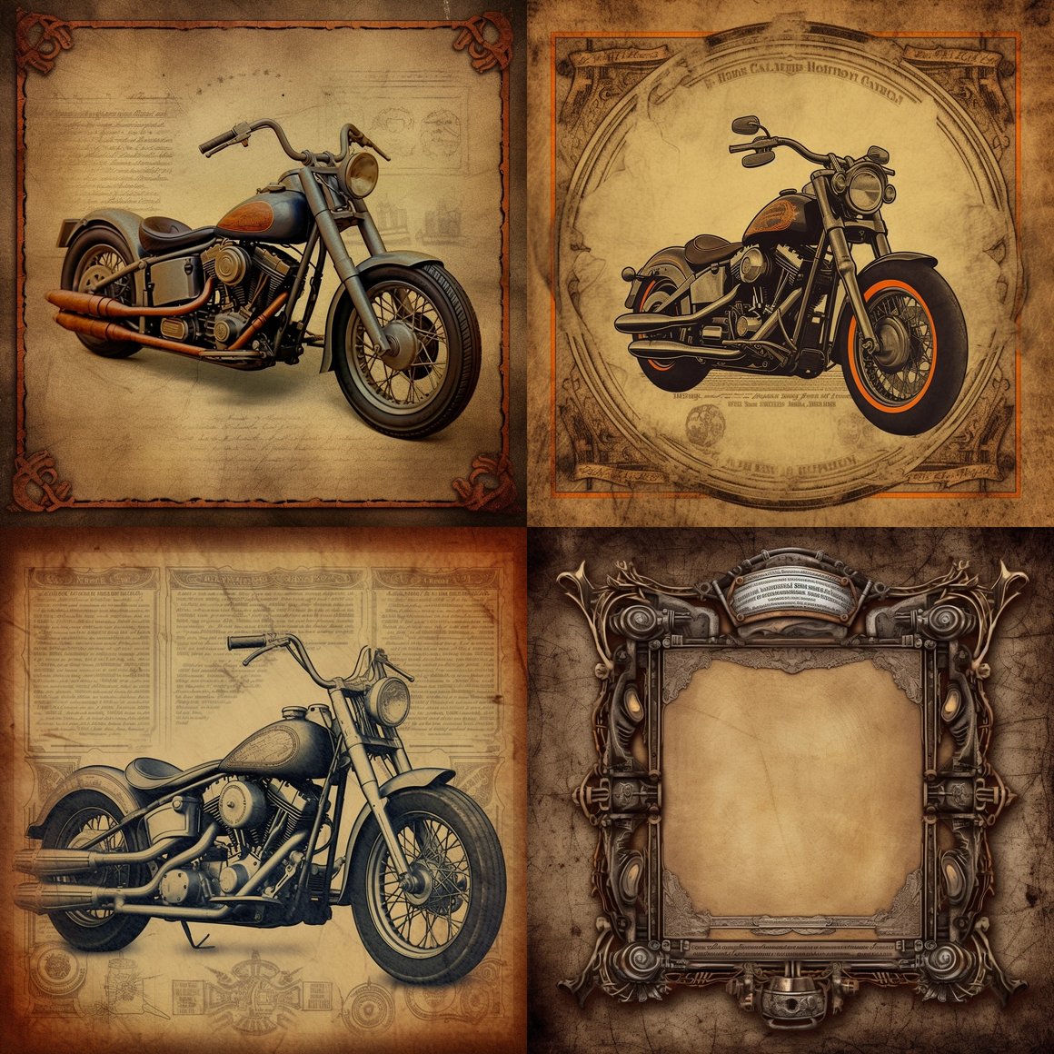 Harley-Davidson Themed Vintage Parchment Frame Design Project