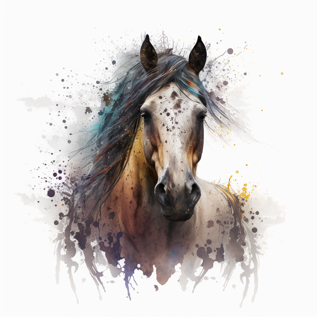 Artistic Horse Portrait in Splash of Colors by Amanda Clark