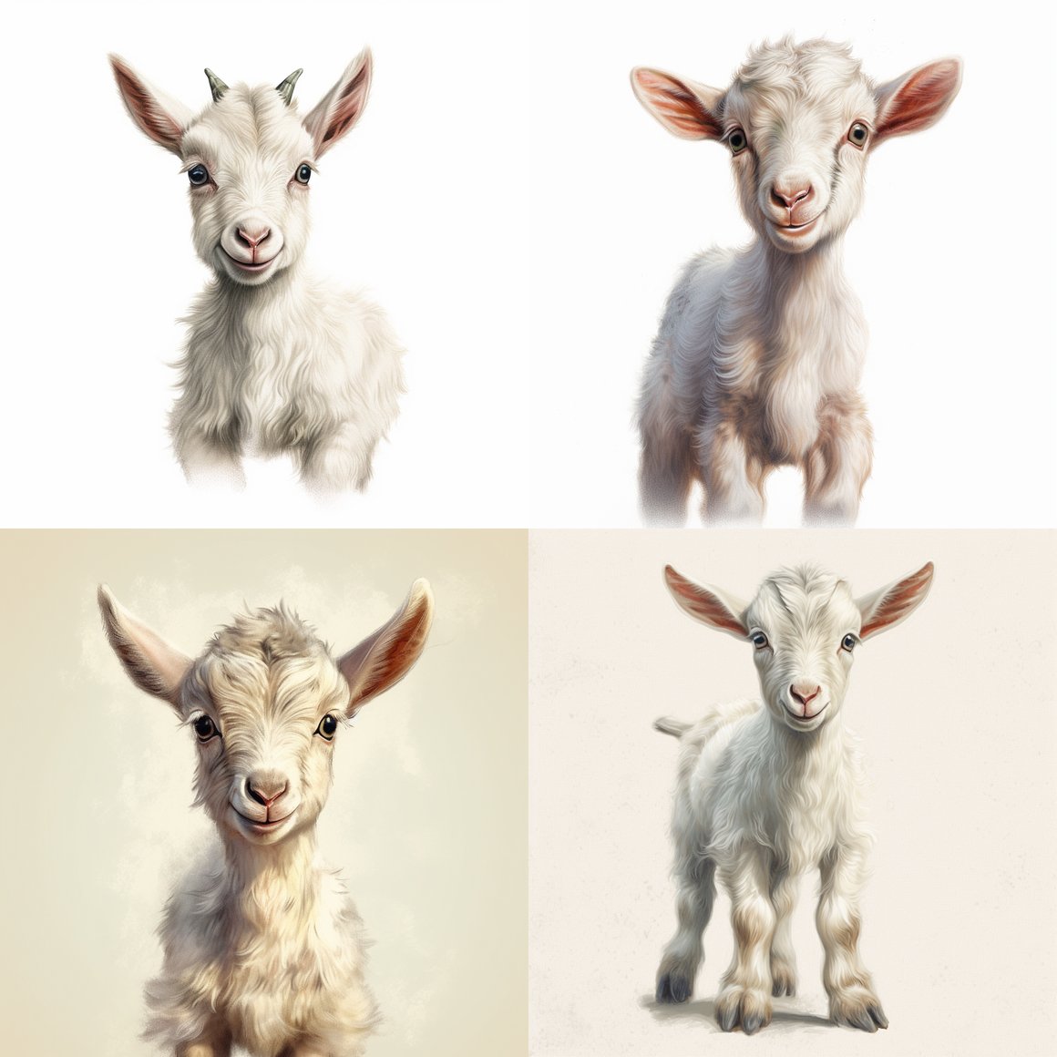 Detailed Illustration of Adorable Baby Goat Mid-Journey
