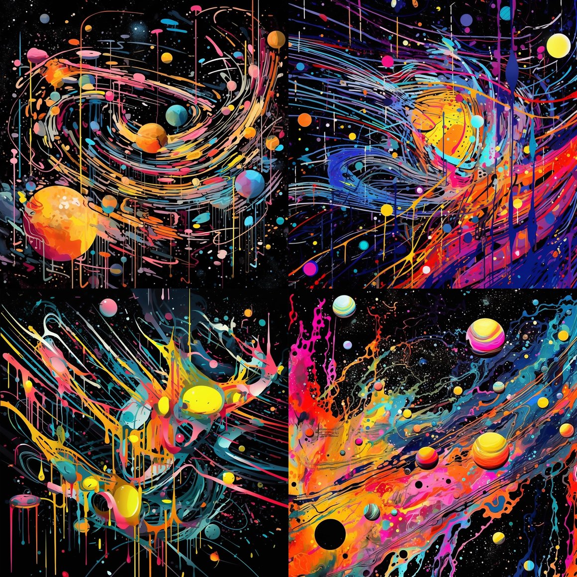 Neon Cosmos: A Digital Pollock Odyssey