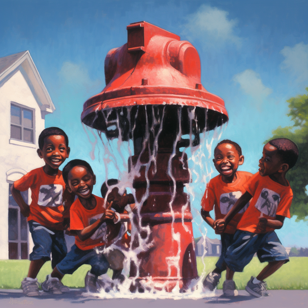 Summer Joy: African American Kids and the Red Hydrant