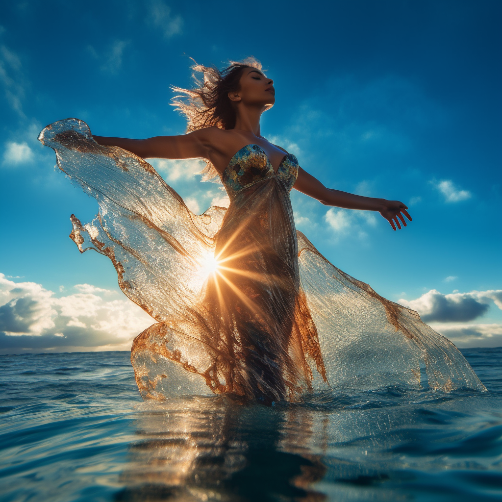 Sun-Kissed Supermodel: A Mid-Journey Ode to Oceanic Couture