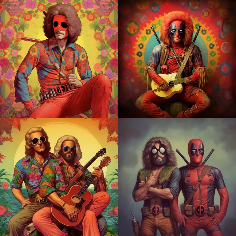 Hippie Deadpool & Wolverine iPad Wallpaper Design Prompt | NeoPrompt